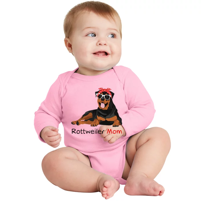 Rottweiler Mom Bandana Wo Rottweiler Dog Baby Long Sleeve Bodysuit