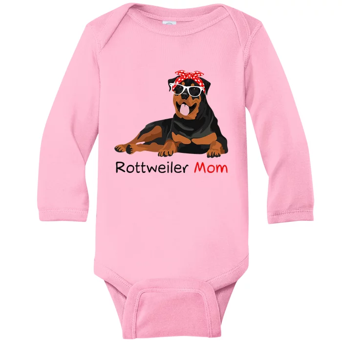 Rottweiler Mom Bandana Wo Rottweiler Dog Baby Long Sleeve Bodysuit