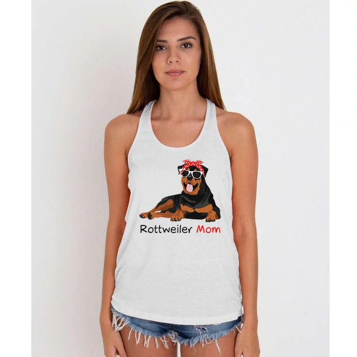 Rottweiler Mom Bandana Wo Rottweiler Dog Women's Knotted Racerback Tank