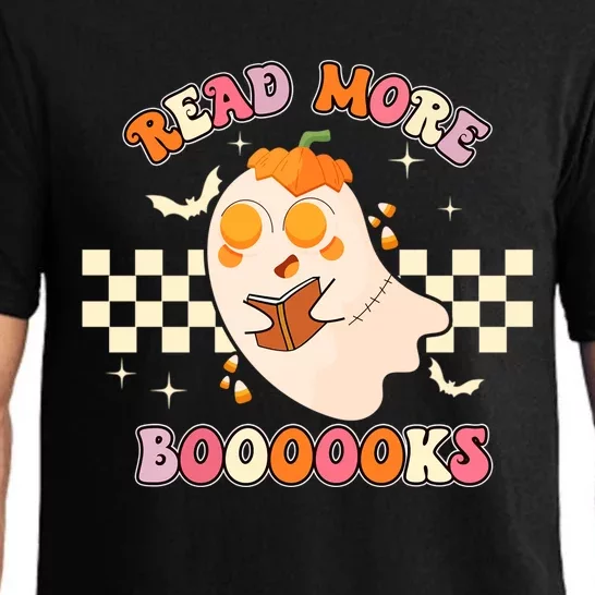 Read More Booooks Cute Ghost Reading Books Halloween Costume Funny Gift Pajama Set