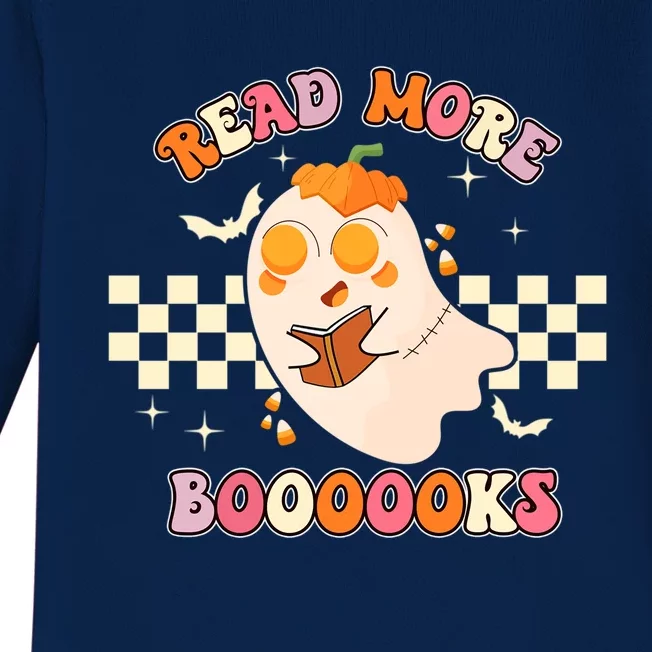 Read More Booooks Cute Ghost Reading Books Halloween Costume Funny Gift Baby Long Sleeve Bodysuit