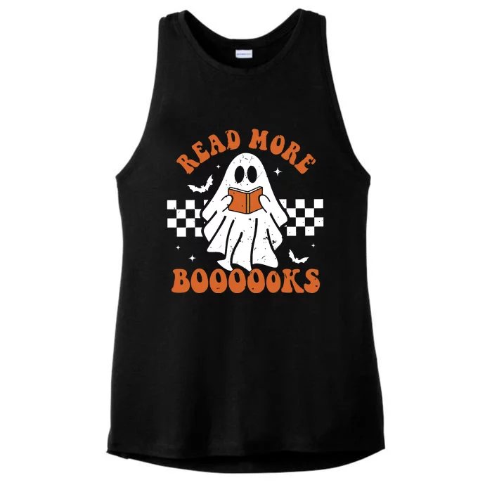 Read More Books Cute Ghost Reading Book Teacher Halloween Ladies Tri-Blend Wicking Tank