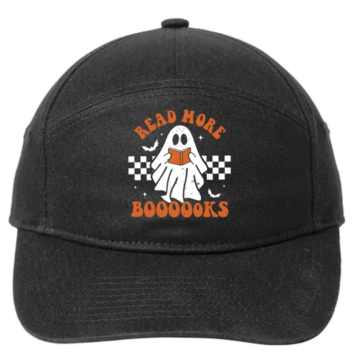 Read More Books Cute Ghost Reading Book Teacher Halloween 7-Panel Snapback Hat