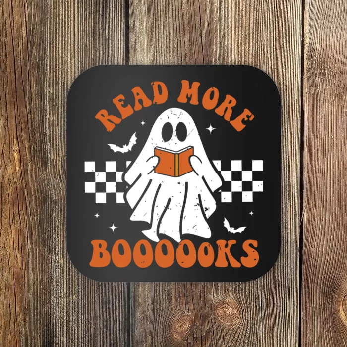 Read More Books Cute Ghost Reading Book Teacher Halloween Coaster