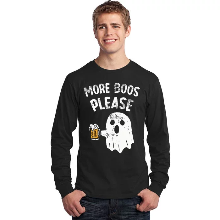 Retro More Boos Please Ghost Beer Halloween Costume Tall Long Sleeve T-Shirt