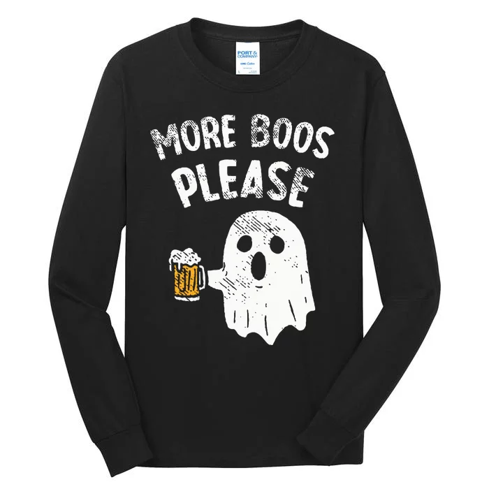 Retro More Boos Please Ghost Beer Halloween Costume Tall Long Sleeve T-Shirt