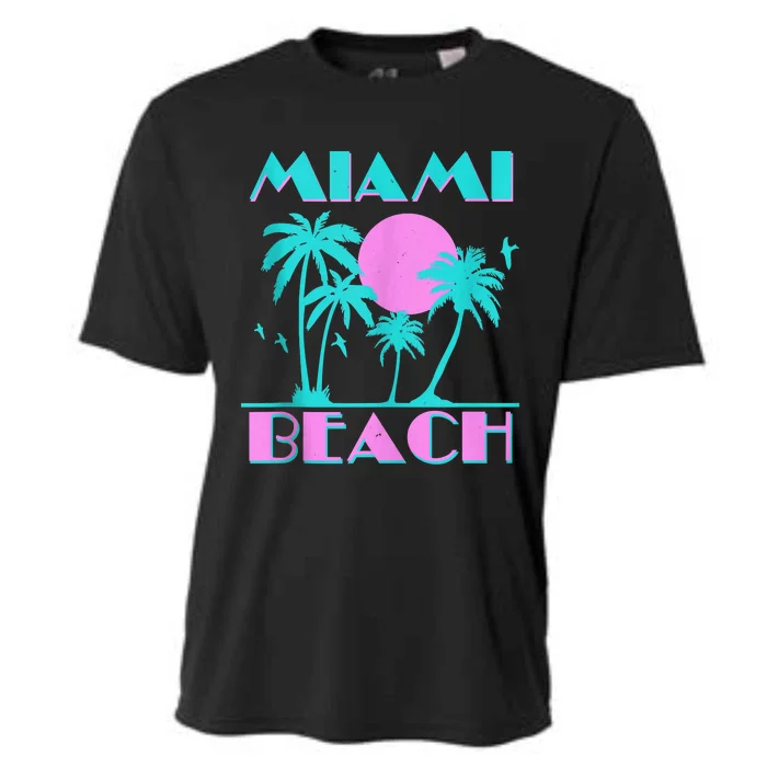 Retro Miami Beach 70s 80s Style Vintage Men Women Cooling Performance Crew T-Shirt