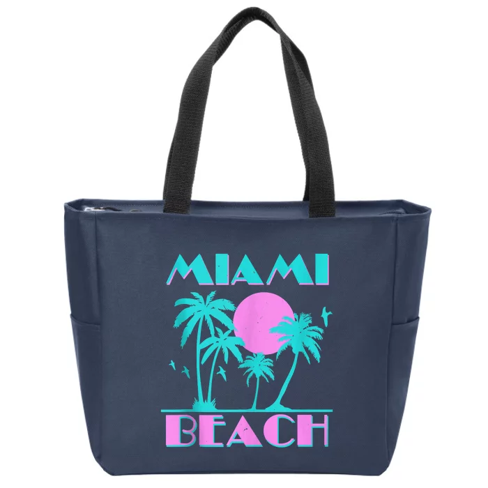 Retro Miami Beach 70s 80s Style Vintage Men Women Zip Tote Bag