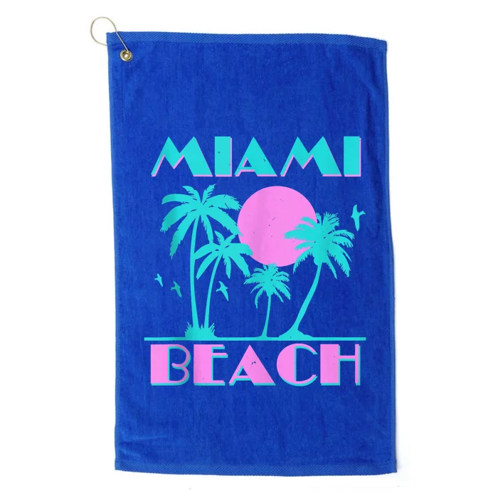 Retro Miami Beach 70s 80s Style Vintage Men Women Platinum Collection Golf Towel