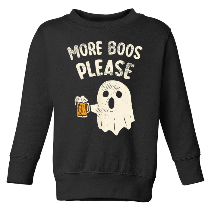 Retro More Boos Please Ghost Beer Halloween Costume Toddler Sweatshirt