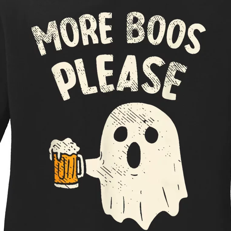 Retro More Boos Please Ghost Beer Halloween Costume Ladies Long Sleeve Shirt