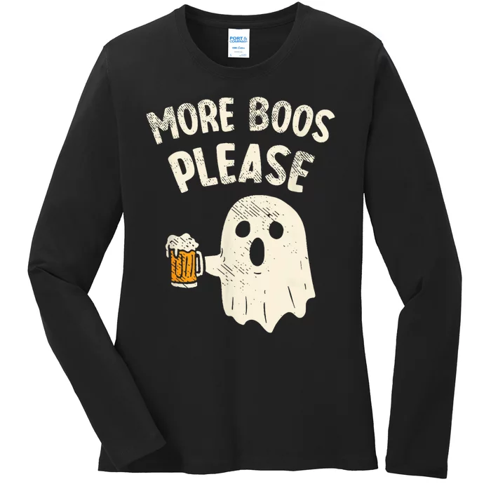 Retro More Boos Please Ghost Beer Halloween Costume Ladies Long Sleeve Shirt