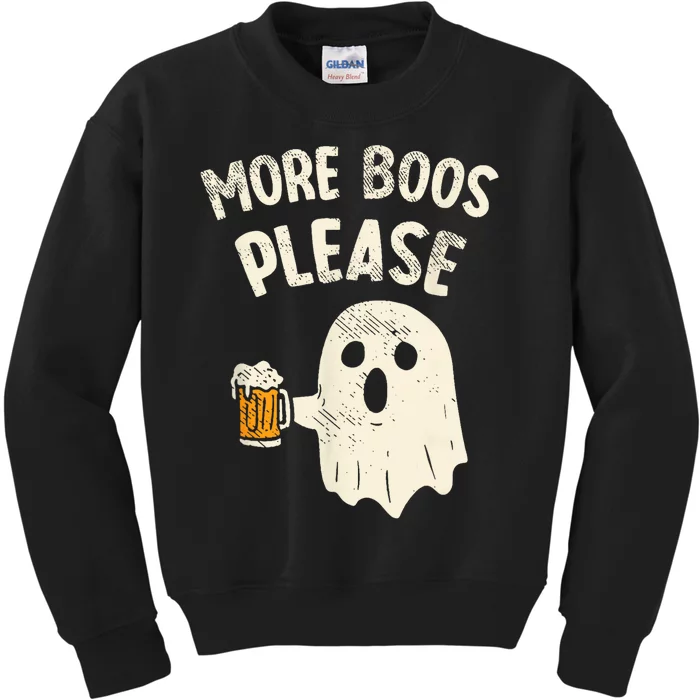 Retro More Boos Please Ghost Beer Halloween Costume Kids Sweatshirt