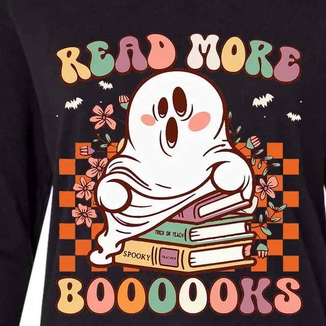 Read More Books Ghost Kids Groovy Teacher Halloween Womens Cotton Relaxed Long Sleeve T-Shirt