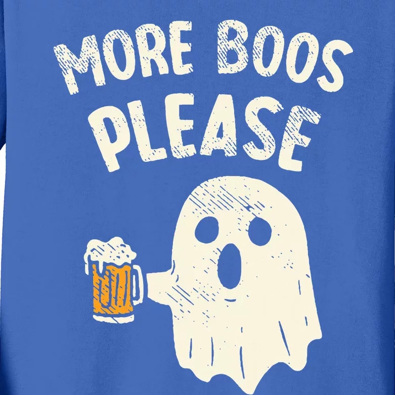 Retro More Boos Please Ghost Beer Halloween Costume Kids Long Sleeve Shirt