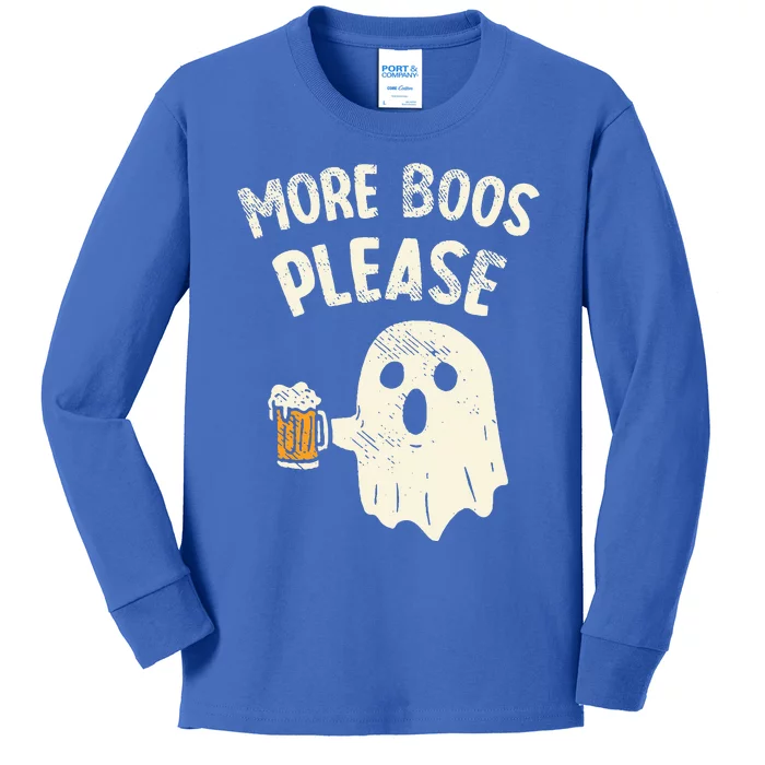 Retro More Boos Please Ghost Beer Halloween Costume Kids Long Sleeve Shirt