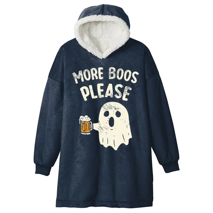 Retro More Boos Please Ghost Beer Halloween Costume Hooded Wearable Blanket