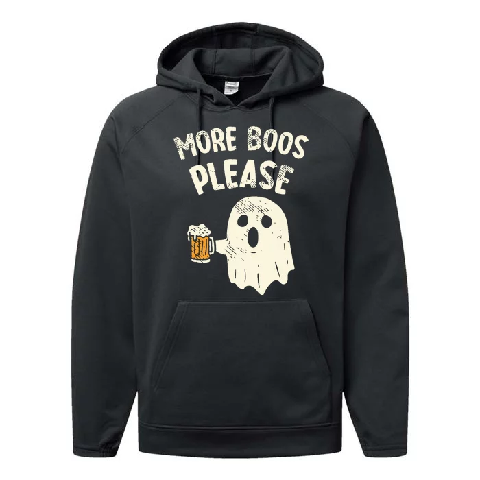 Retro More Boos Please Ghost Beer Halloween Costume Performance Fleece Hoodie