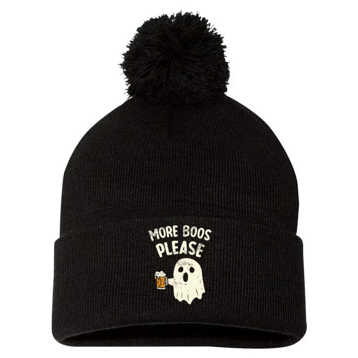 Retro More Boos Please Ghost Beer Halloween Costume Pom Pom 12in Knit Beanie