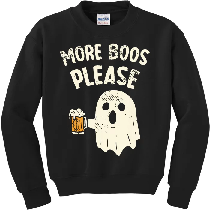 Retro More Boos Please Ghost Beer Halloween Costume Kids Sweatshirt