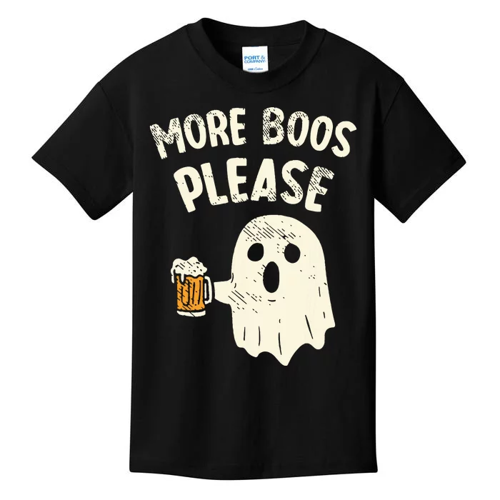 Retro More Boos Please Ghost Beer Halloween Costume Kids T-Shirt