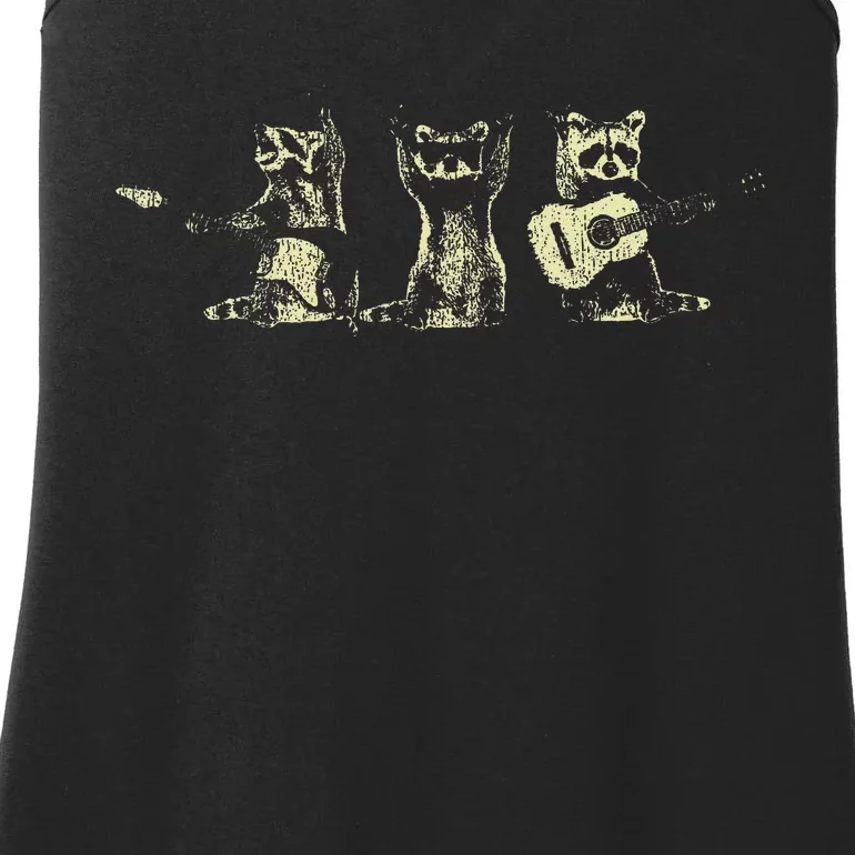 Raccoon Music Band Electric Acoustic Guitar Racoons Ladies Essential Tank