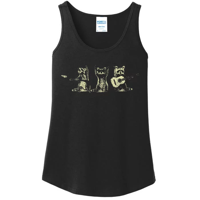 Raccoon Music Band Electric Acoustic Guitar Racoons Ladies Essential Tank