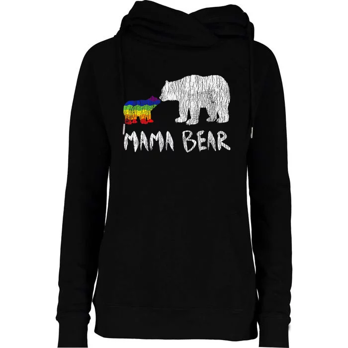 Rainbow Mama Bear Always Forever Love Support Pride Lgbtq Womens Funnel Neck Pullover Hood