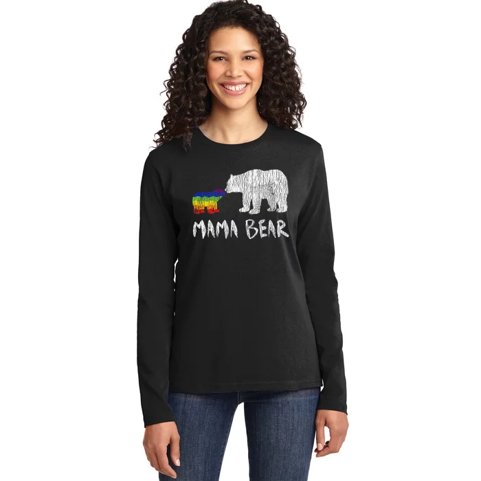 Rainbow Mama Bear Always Forever Love Support Pride Lgbtq Ladies Long Sleeve Shirt