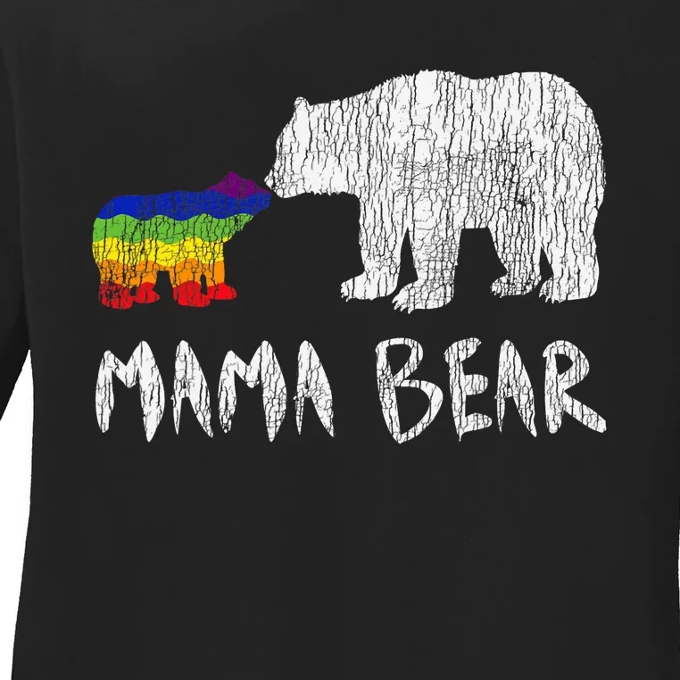 Rainbow Mama Bear Always Forever Love Support Pride Lgbtq Ladies Long Sleeve Shirt