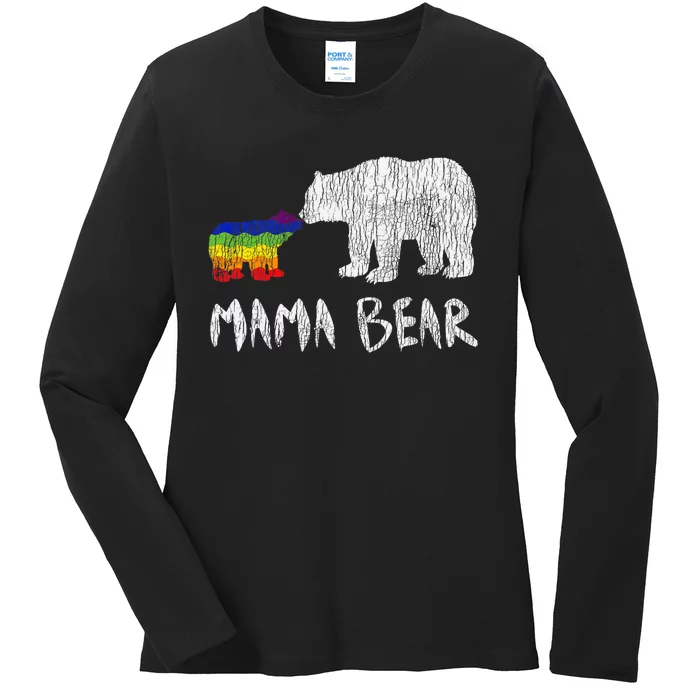 Rainbow Mama Bear Always Forever Love Support Pride Lgbtq Ladies Long Sleeve Shirt