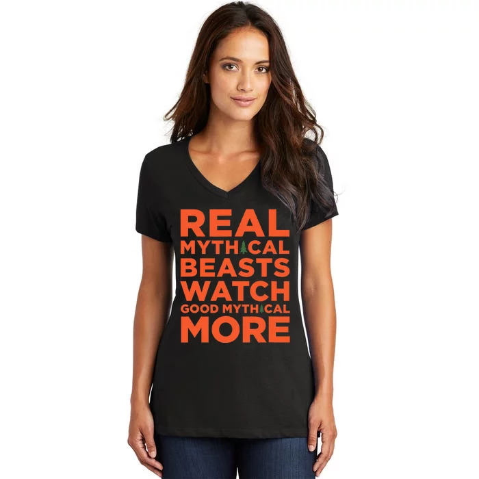 Real Mythical Beasts Watch Good Mythical More Women's V-Neck T-Shirt