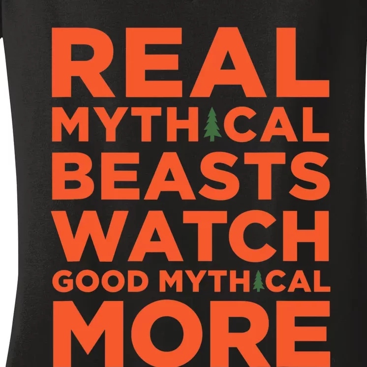 Real Mythical Beasts Watch Good Mythical More Women's V-Neck T-Shirt