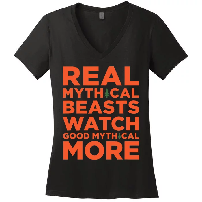 Real Mythical Beasts Watch Good Mythical More Women's V-Neck T-Shirt