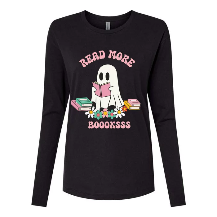 Read More Books Ghost Reading Book Halloween Spooky Season Funny Gift Womens Cotton Relaxed Long Sleeve T-Shirt