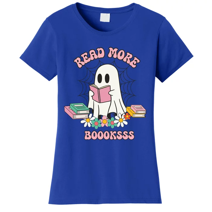 Read More Books Ghost Reading Book Halloween Spooky Season Funny Gift Women's T-Shirt