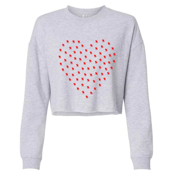 Red Miniature Bull Terrier Valentines Day Dog Heart Gift Cropped Pullover Crew