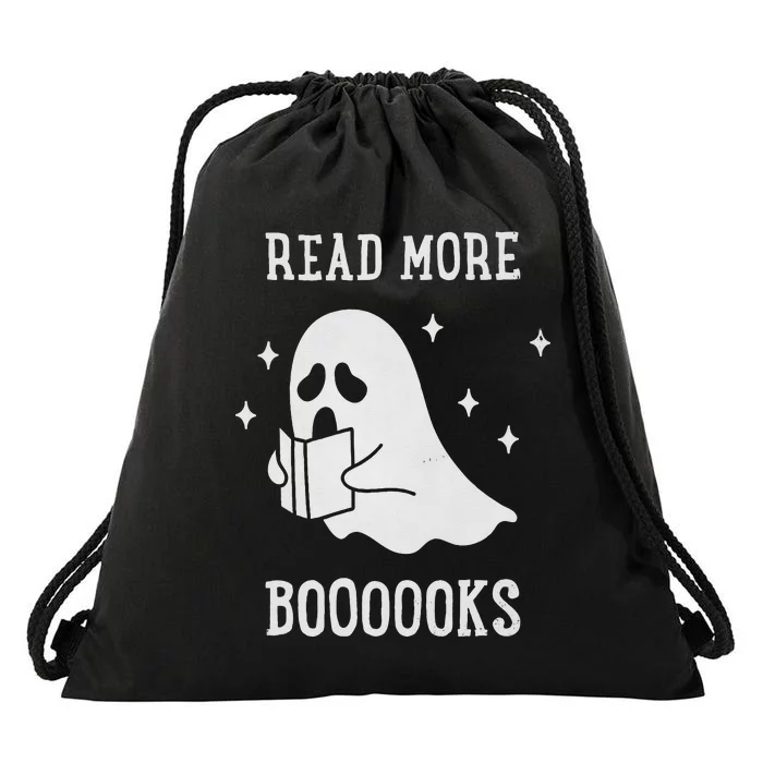 Read More Boooooks Cute Ghost Read More Boooooks Halloween Drawstring Bag