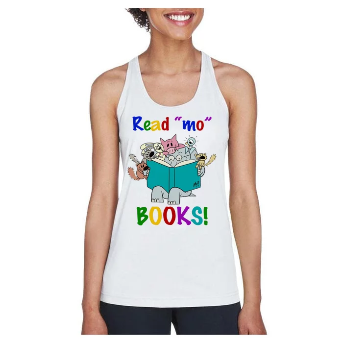 Read Mo Books Elephant Animals Women's Racerback Tank