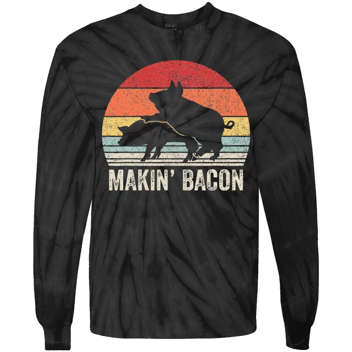 Retro Makin Bacon Pork Bacon Tie-Dye Long Sleeve Shirt