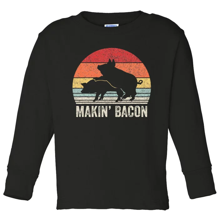 Retro Makin Bacon Pork Bacon Toddler Long Sleeve Shirt