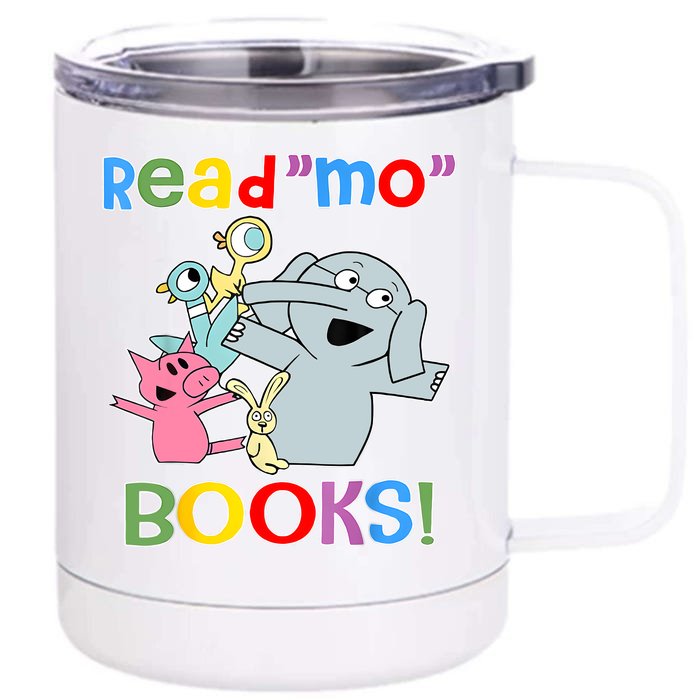 Read Mo Book Cute School Teacher Librarian Elephant Pigeon Front & Back 12oz Stainless Steel Tumbler Cup