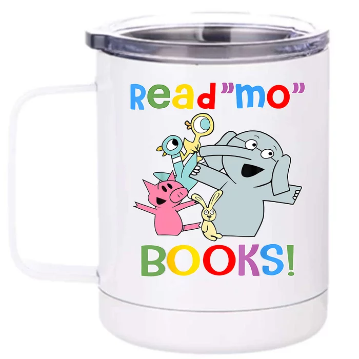 Read Mo Book Cute School Teacher Librarian Elephant Pigeon Front & Back 12oz Stainless Steel Tumbler Cup