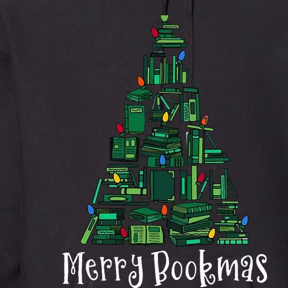 Retro Merry Bookmas Book Tree Christmas Holiday Book Lovers Premium Hoodie