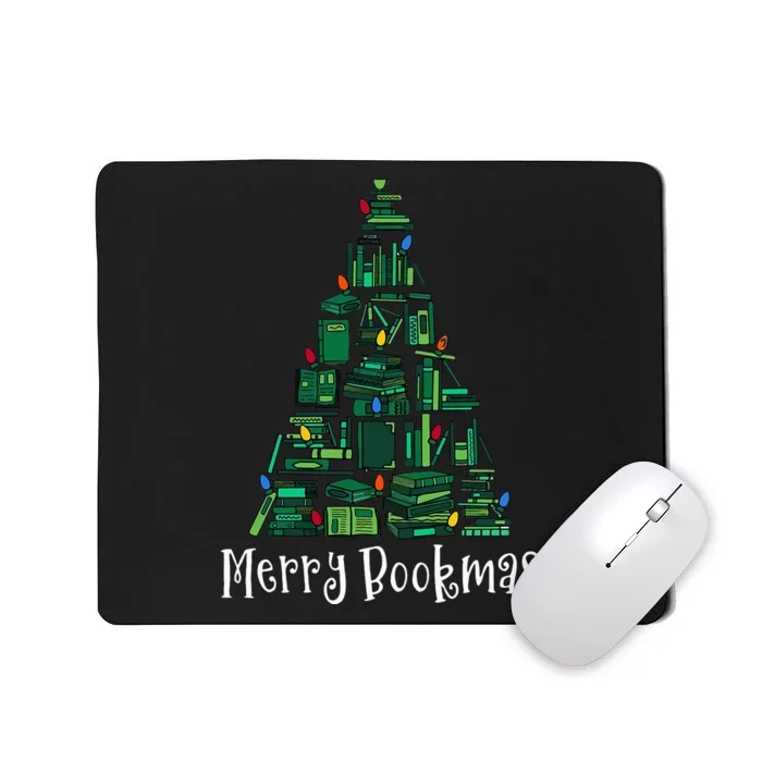 Retro Merry Bookmas Book Tree Christmas Holiday Book Lovers Mousepad