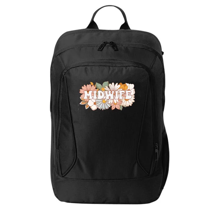 Retro Midwife Boho Flowers Labor And Delivery Nurse City Backpack