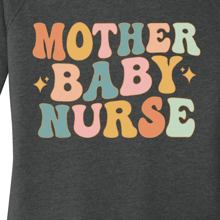 Retro Mother Baby Nurse Postpartum Nurse Mom Baby Nursing Women's Perfect Tri Tunic Long Sleeve Shirt