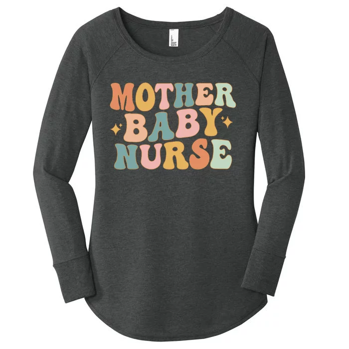 Retro Mother Baby Nurse Postpartum Nurse Mom Baby Nursing Women's Perfect Tri Tunic Long Sleeve Shirt