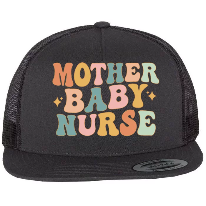 Retro Mother Baby Nurse Postpartum Nurse Mom Baby Nursing Flat Bill Trucker Hat