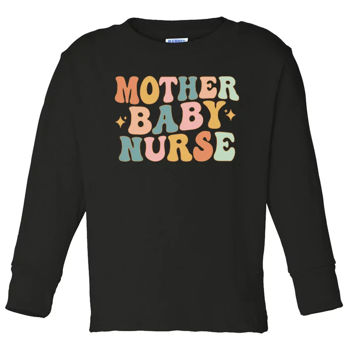 Retro Mother Baby Nurse Postpartum Nurse Mom Baby Nursing Toddler Long Sleeve Shirt